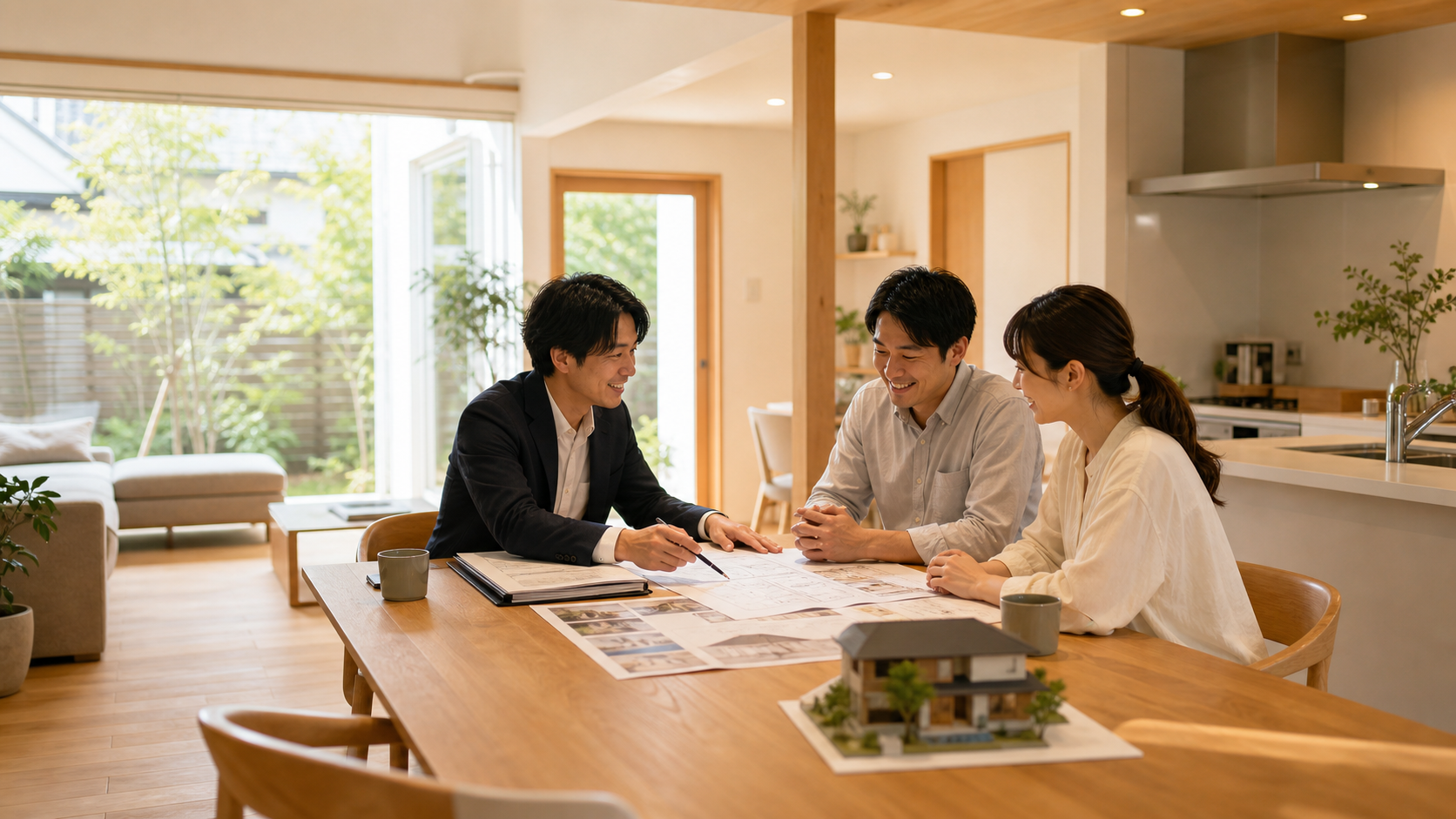 リフォーム減税の書類を建築士と相談している様子